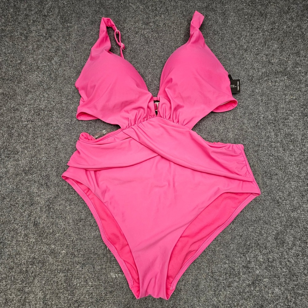 Bar III Swimsuit Womens M Pink Monokini Cutout Tummy Toner Resort Solids